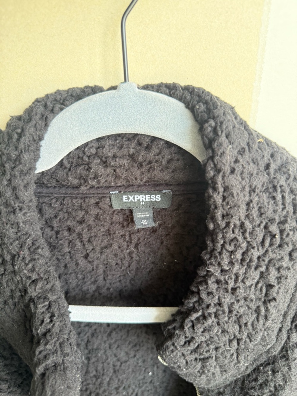 Express Black Plush Sherpa Zip-Up Jacket - Picture 2 of 3